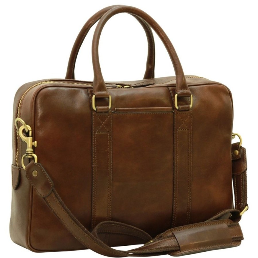 Business Officina 66 | Leather Woman Briefcase "Opole" Dark Brown