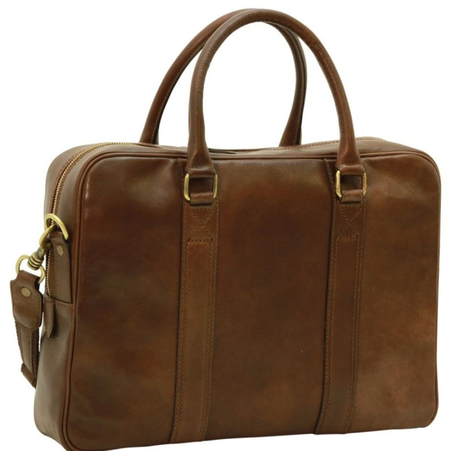 Business Officina 66 | Leather Woman Briefcase "Opole" Dark Brown