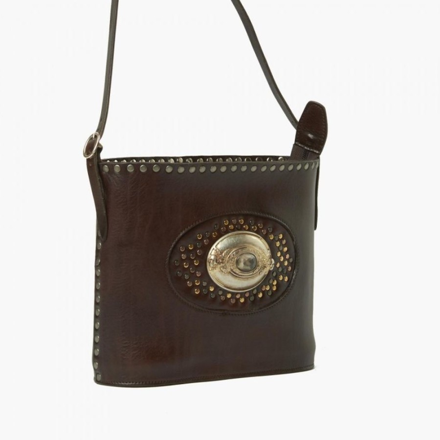 Woman Maledetti Toscani | Leather Lady Bag "Secchiello Fibbia" Mt Dark Brown