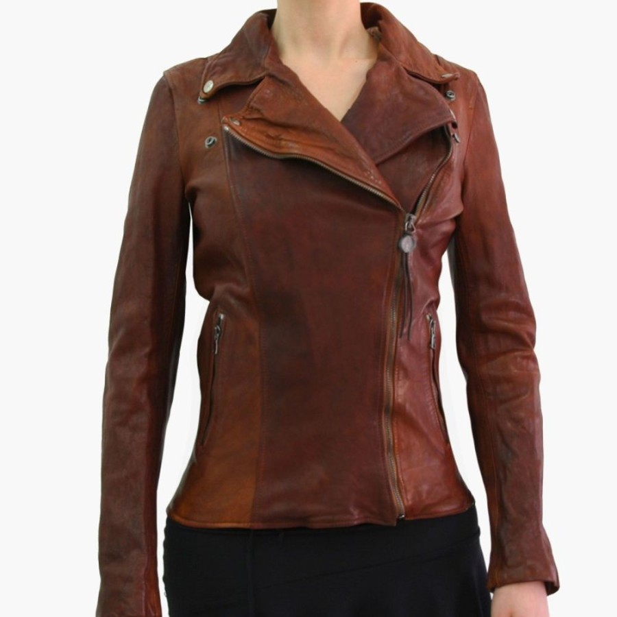 Woman Maledetti Toscani | Leather Lady Jacket "Chiodo" Br Brown