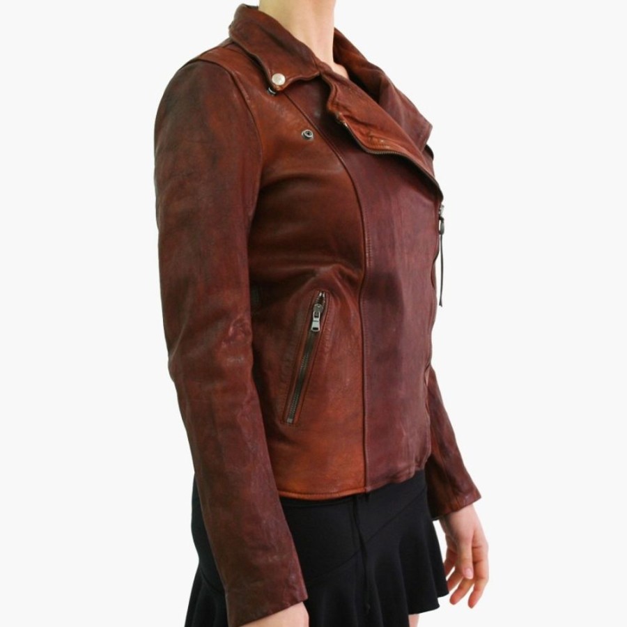 Woman Maledetti Toscani | Leather Lady Jacket "Chiodo" Br Brown