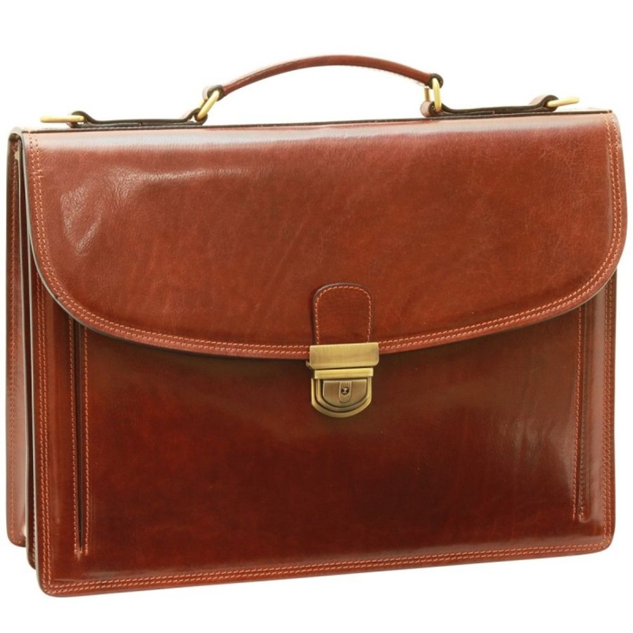 Business Officina 66 | Leather Woman/Man Briefcase "Dresden" Brown