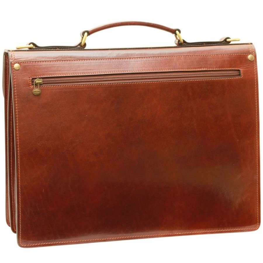 Business Officina 66 | Leather Woman/Man Briefcase "Dresden" Brown