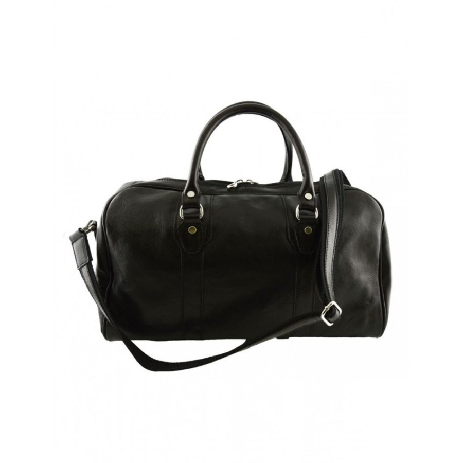 Travels Officina 66 | Italian Handcrafted Travel Bag Made Of Genuine Tuscan Leather "Swidnica" Ne Black