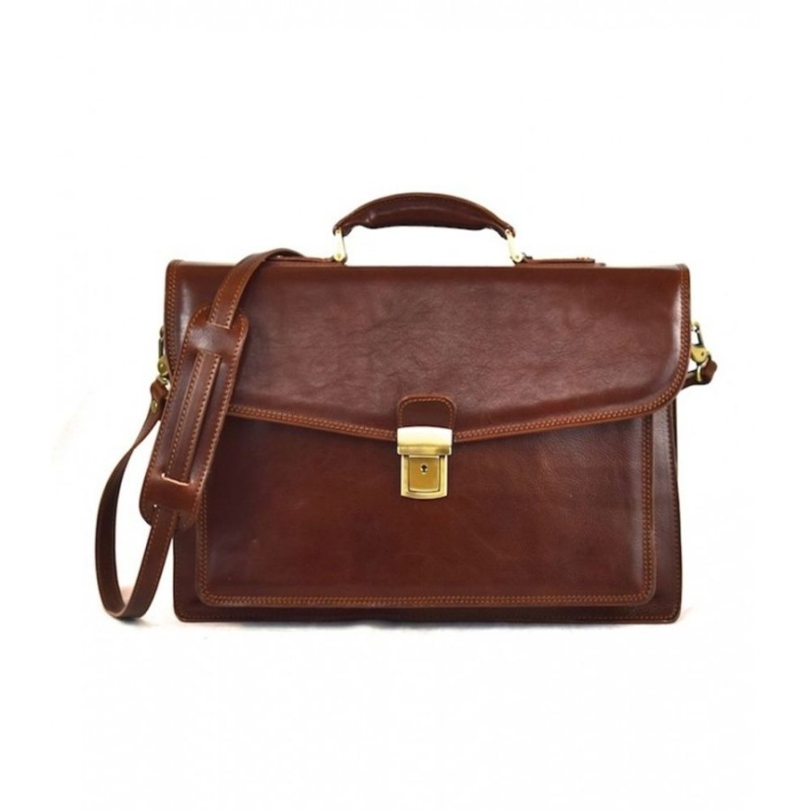 Business Officina 66 | Leather Briefcase Woman "Querciolaie" Brown