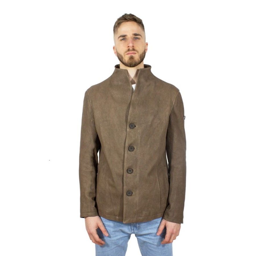 Man Maledetti Toscani Leather Men'S Jackets | Leather Man Jacket "Bottoni" Bm23 Brown