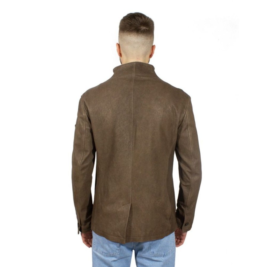 Man Maledetti Toscani Leather Men'S Jackets | Leather Man Jacket "Bottoni" Bm23 Brown