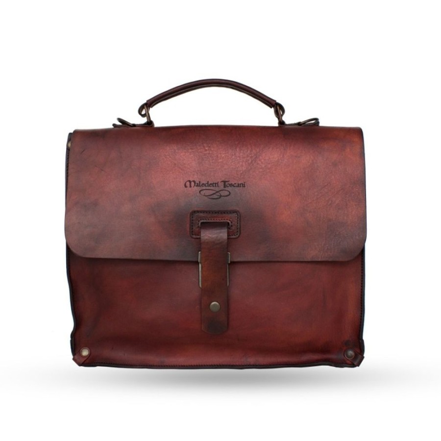 Business Maledetti Toscani Leather Men'S Briefcase | Briefcase - Business Backpack In Italian Leather Par Excellence "Toscana" Chianti