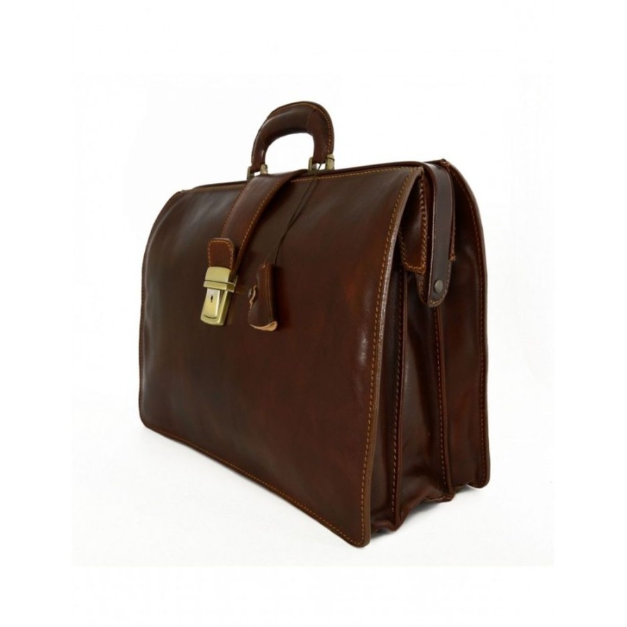 Business Officina 66 | Business And Medical Leather Briefcase "Chelmno" Brown