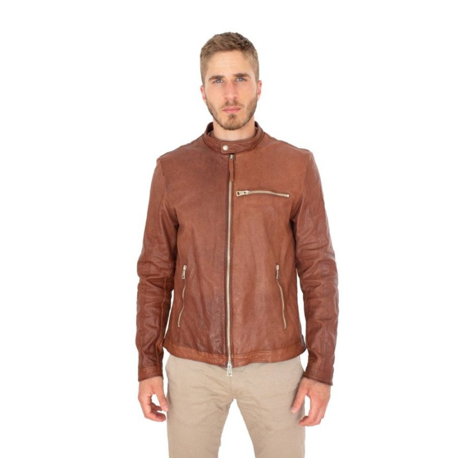 Man Maledetti Toscani Leather Men'S Jackets | Elegant Leather Man Jacket "Deep" Brown