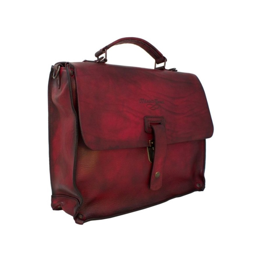 Business Maledetti Toscani Leather Men'S Briefcase | Briefcase - Business Backpack In Italian Leather Par Excellence "Toscana" Red