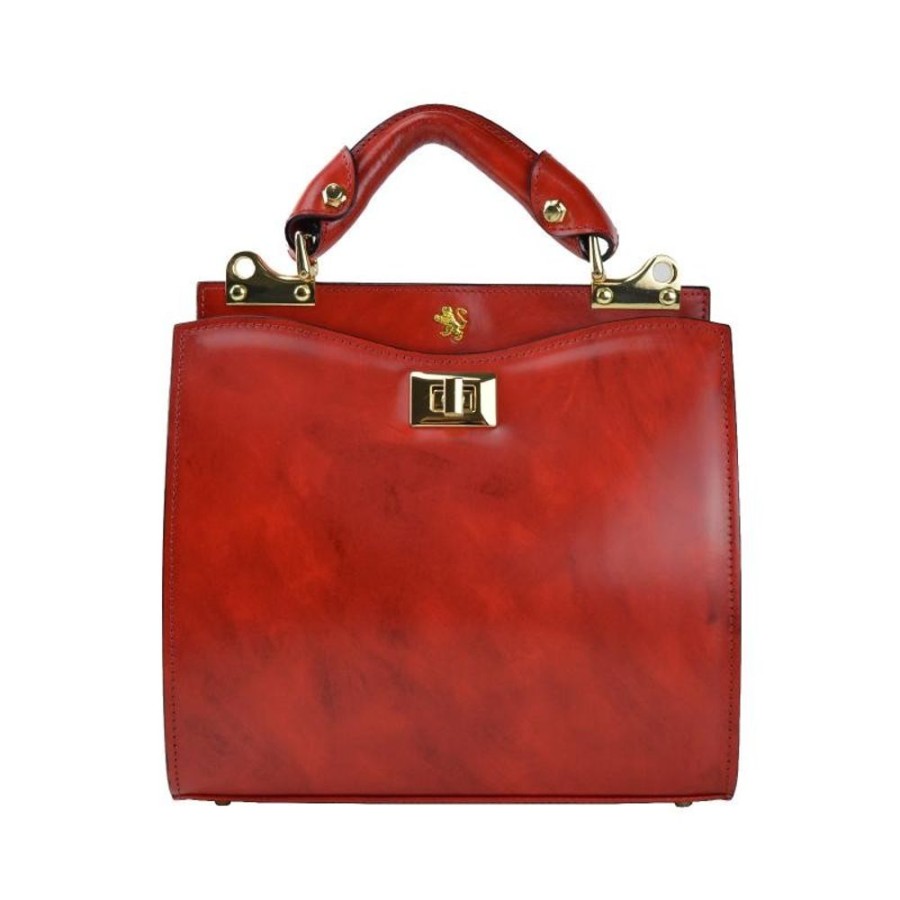 Woman Pratesi | Small, Elegant Leather Handbag On A Handle. "Anna Maria Luisa De' Medici"