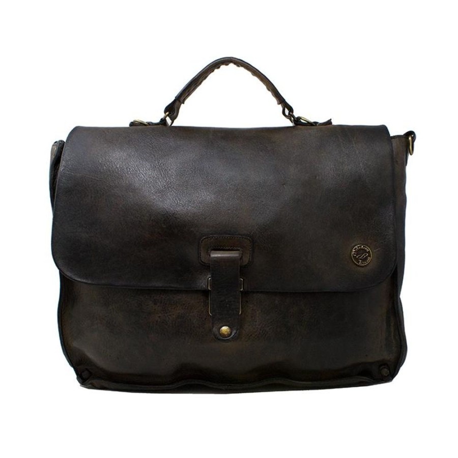 Business Maledetti Toscani Leather Men'S Briefcase | Leather Bag "Professionale" Black