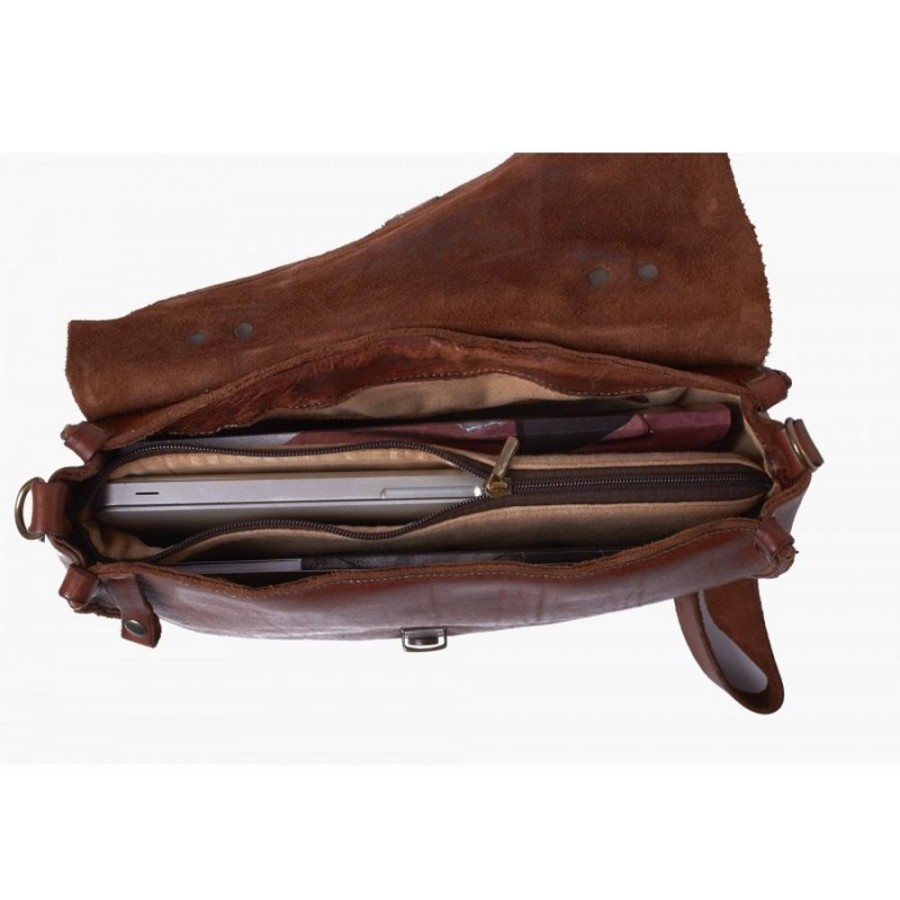 Business Maledetti Toscani Leather Men'S Briefcase | Leather Bag "Professionale" Brown