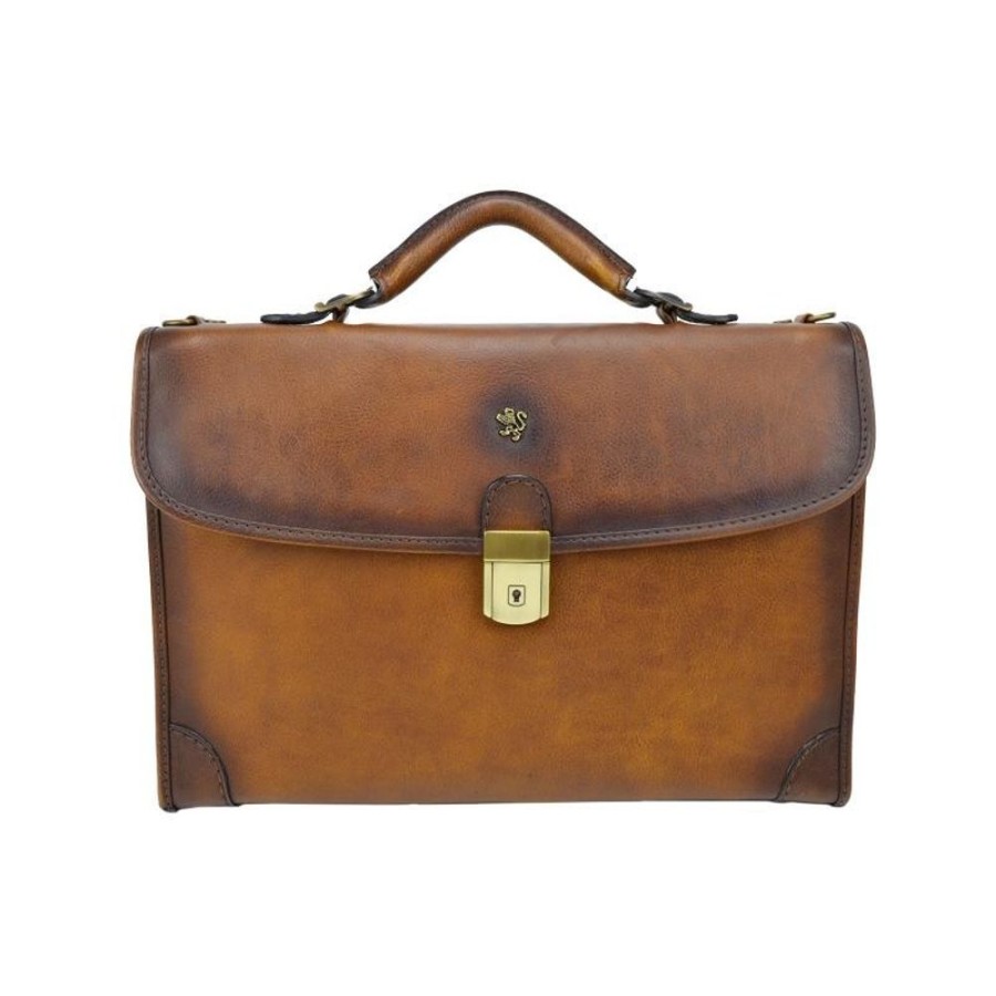 Business Pratesi Leather Men'S Briefcase | Briefcase Italian Vegetable-Tanned Leather. "Leccio" B113B