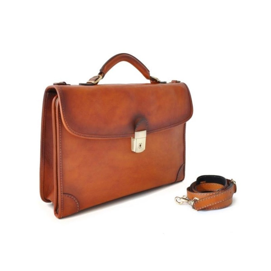 Business Pratesi Leather Men'S Briefcase | Briefcase Italian Vegetable-Tanned Leather. "Leccio" B113B