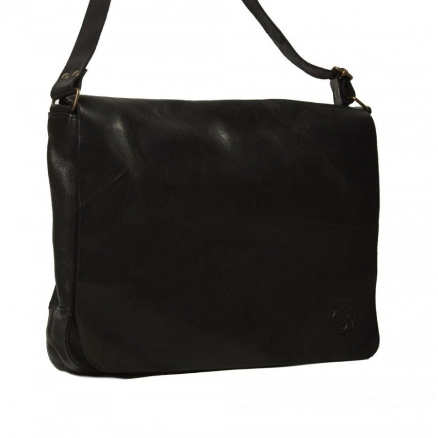 Man Maledetti Toscani | Leather Man Bag "Reporter" Bl Black