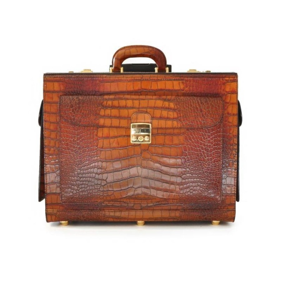 Travels Pratesi | Leather Briefcase "Arnolfo Di Cambio" K408 Cognac