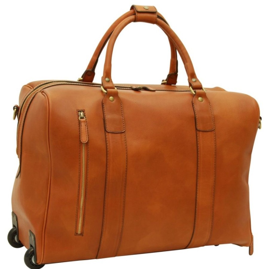 Travels Officina 66 | Soft Calfskin Leather Duffel Bag "Kalisz" C Cognac