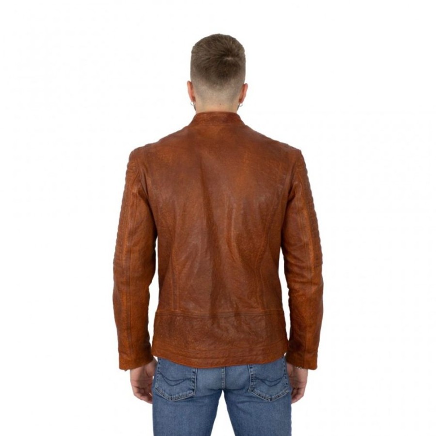 Man Maledetti Toscani Leather Men'S Jackets | Leather Man Jacket "Moto" Br