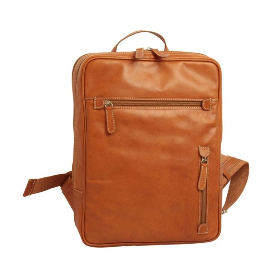 Business Officina 66 | 13 "Computer Backpack In Soft Vegetable Tanned Calfskin "Pulawy" Ko Cognac