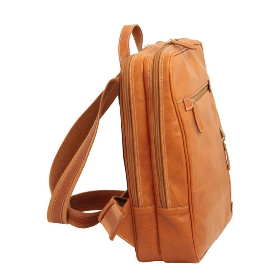 Business Officina 66 | 13 "Computer Backpack In Soft Vegetable Tanned Calfskin "Pulawy" Ko Cognac