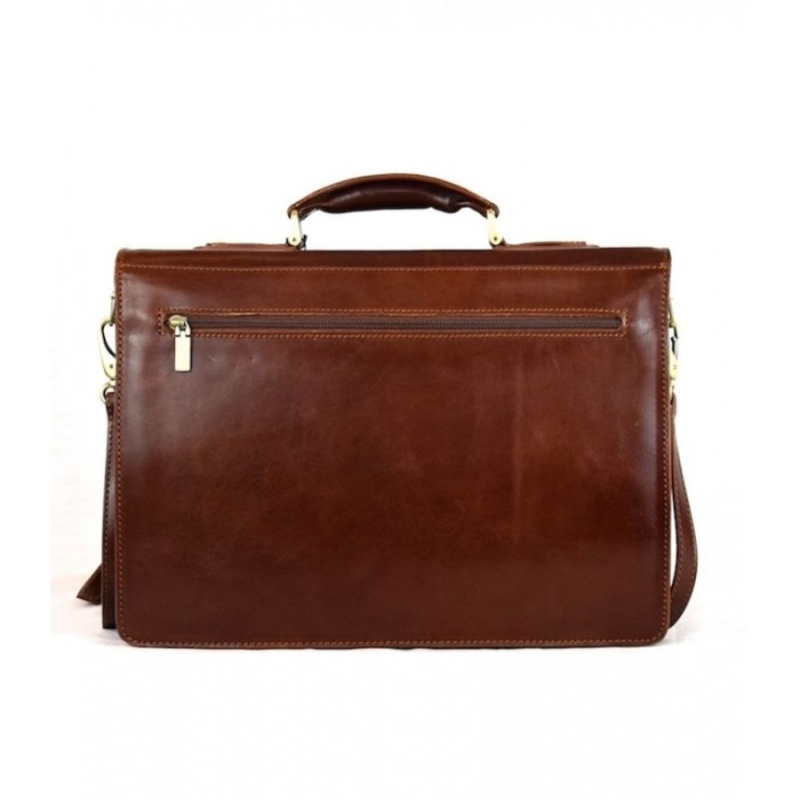 Business Officina 66 Leather Women'S Briefcase | Leather Briefcase Woman "San Donato" Brown