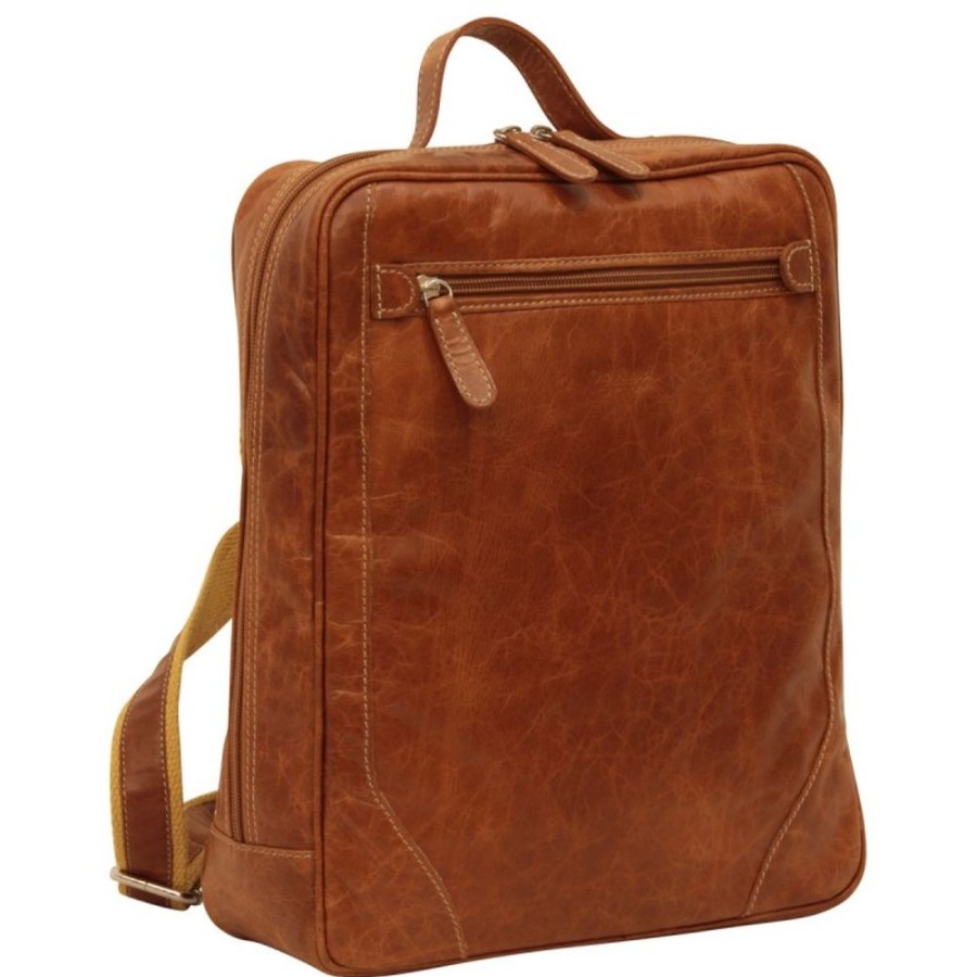 Business Officina 66 | Buffalo Leather Laptop Backpack "Tarnobrzeg" Cognac