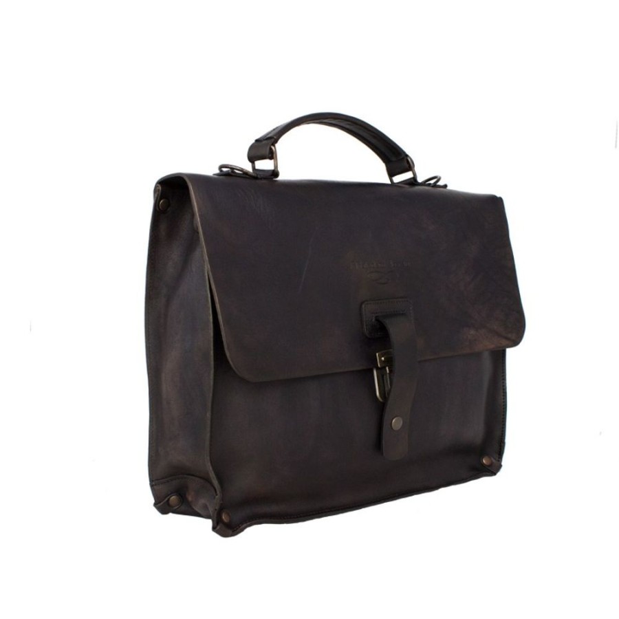 Business Maledetti Toscani Leather Men'S Briefcase | Briefcase - Business Backpack In Italian Leather Par Excellence "Toscana" Black