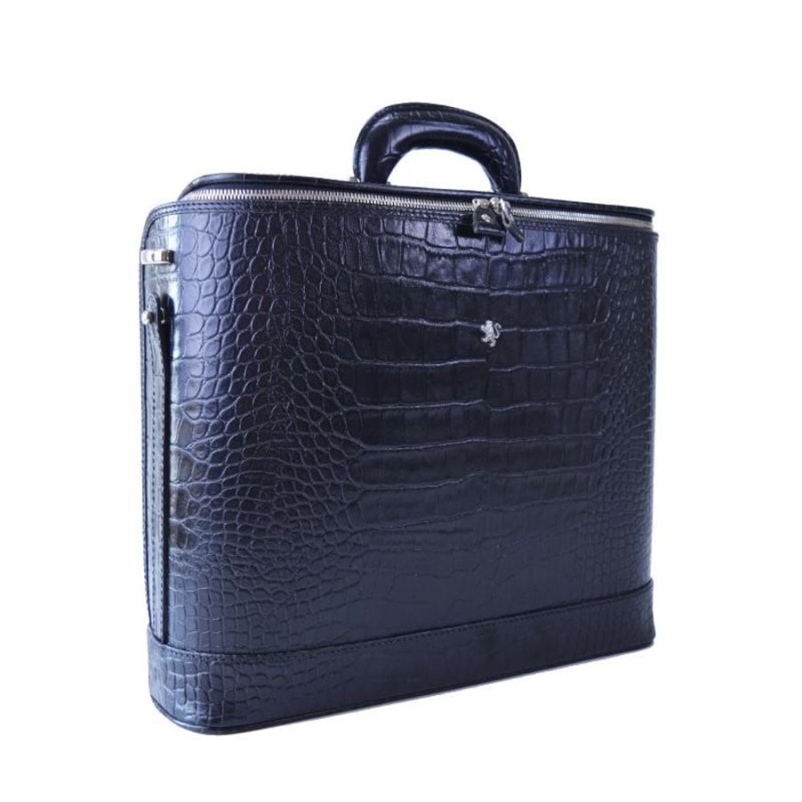 Business Pratesi | Exclusive Leather Laptop Briefcase. "Raffaello" K116-15 Black