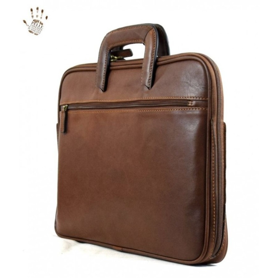 Business Officina 66 | Leather Briefcase Woman "Cacciagrande Ii" Brown