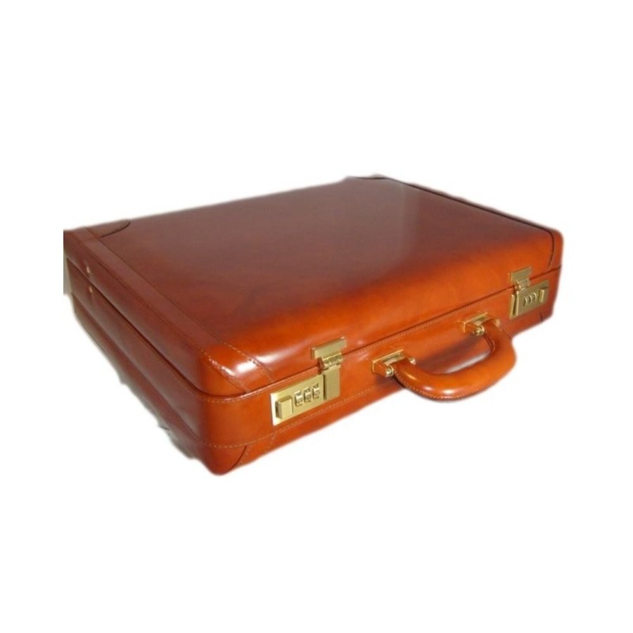 Business Pratesi | Leather Briefcase 24 H "Tiziano" R499 Brown