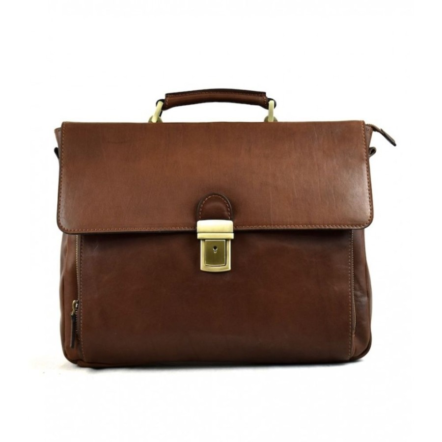 Business Officina 66 | Leather Briefcase Woman Casanova Brown