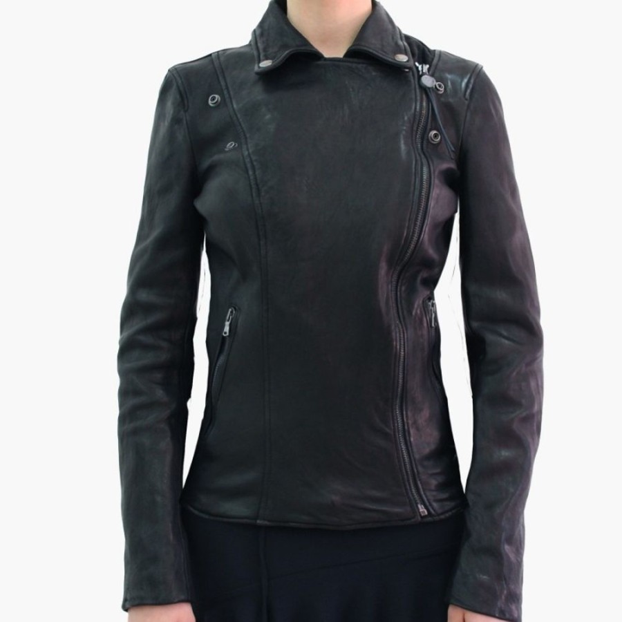 Woman Maledetti Toscani | Leather Lady Jacket "Chiodo" Cz Black