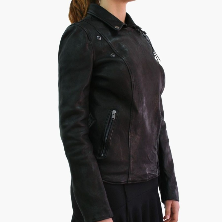 Woman Maledetti Toscani | Leather Lady Jacket "Chiodo" Cz Black