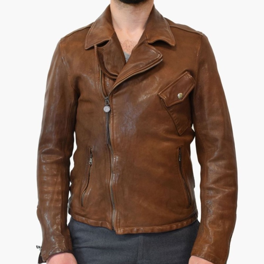 Man Maledetti Toscani Leather Men'S Jackets | Leather Man Jacket "Chiodo Mt" Brown