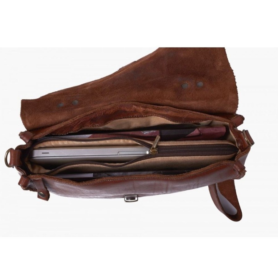 Business Maledetti Toscani Leather Men'S Briefcase | Leather Bag "Professionale" Medium Brown