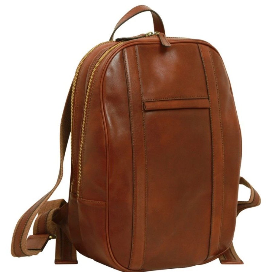 Business Officina 66 | Beautiful 13 "Computer Backpack In Soft Vegetable Tanned Calfskin "Nowy Sacz" Brown