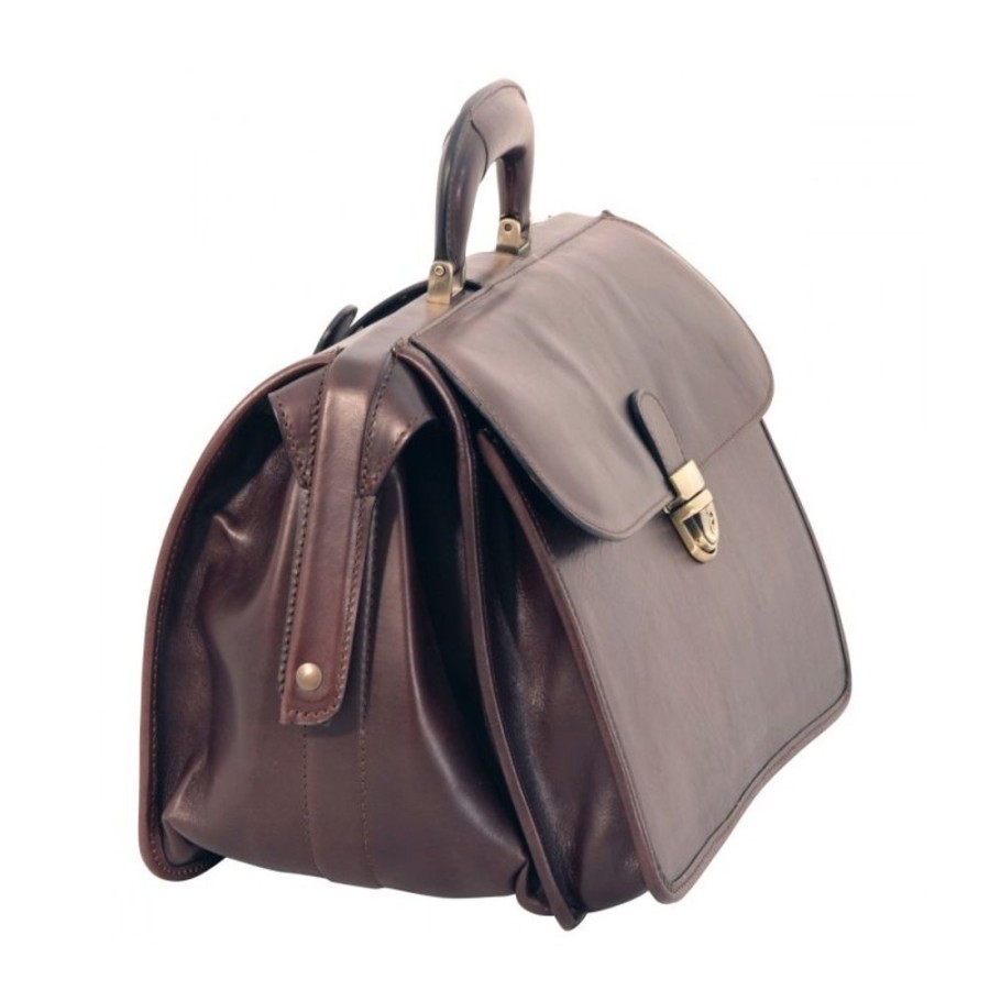 Business Officina 66 | Leather Doctor Briefcase "Bytom" Dark Brown