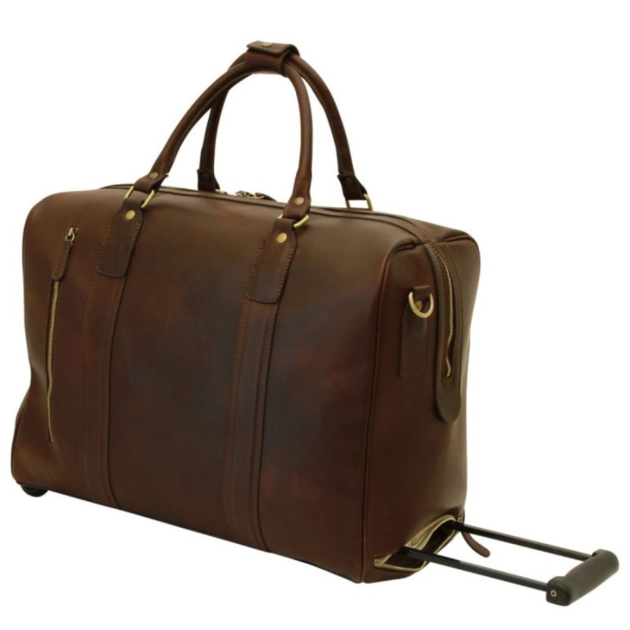 Travels Officina 66 | Soft Calfskin Leather Duffel Bag "Kalisz" Db Dark Brown