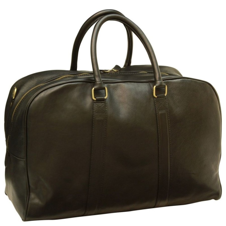 Travels Officina 66 | Big, Minimalist Travel Bag In Fine Calfskin "Grudziadz" Cz Black