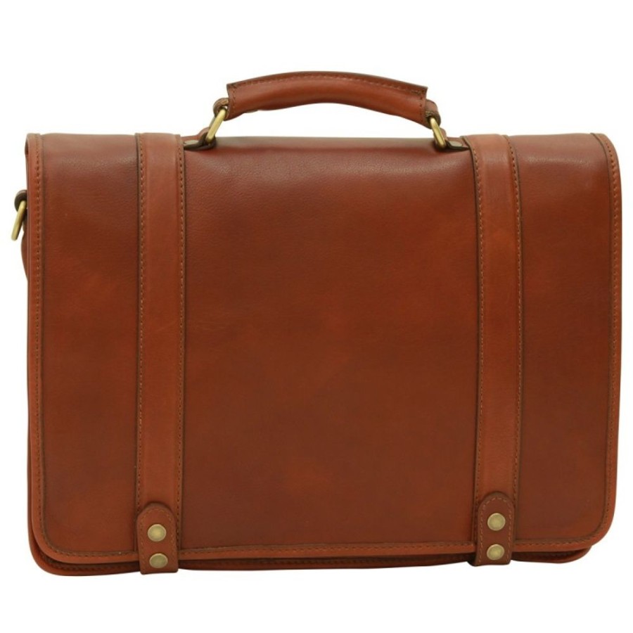 Business Officina 66 Leather Men'S Briefcase | Leather Man Briefcase "Sosnowiec" Brown