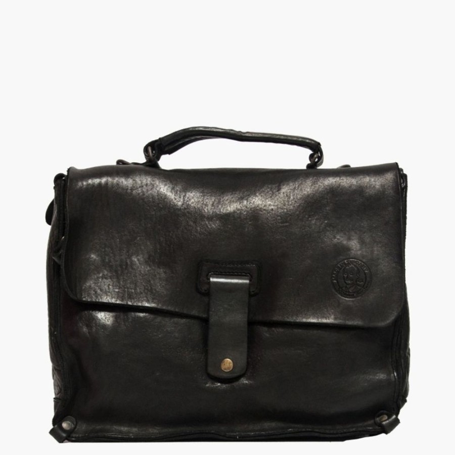 Business Maledetti Toscani Leather Men'S Briefcase | Leather Bag "Professionale" Black