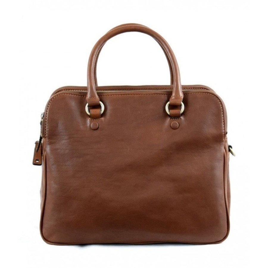 Business Officina 66 | Leather Briefcase Woman "Antinori" Brown