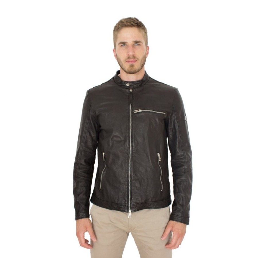 Man Maledetti Toscani Leather Men'S Jackets | Elegant Leather Man Jacket "Deep" Black