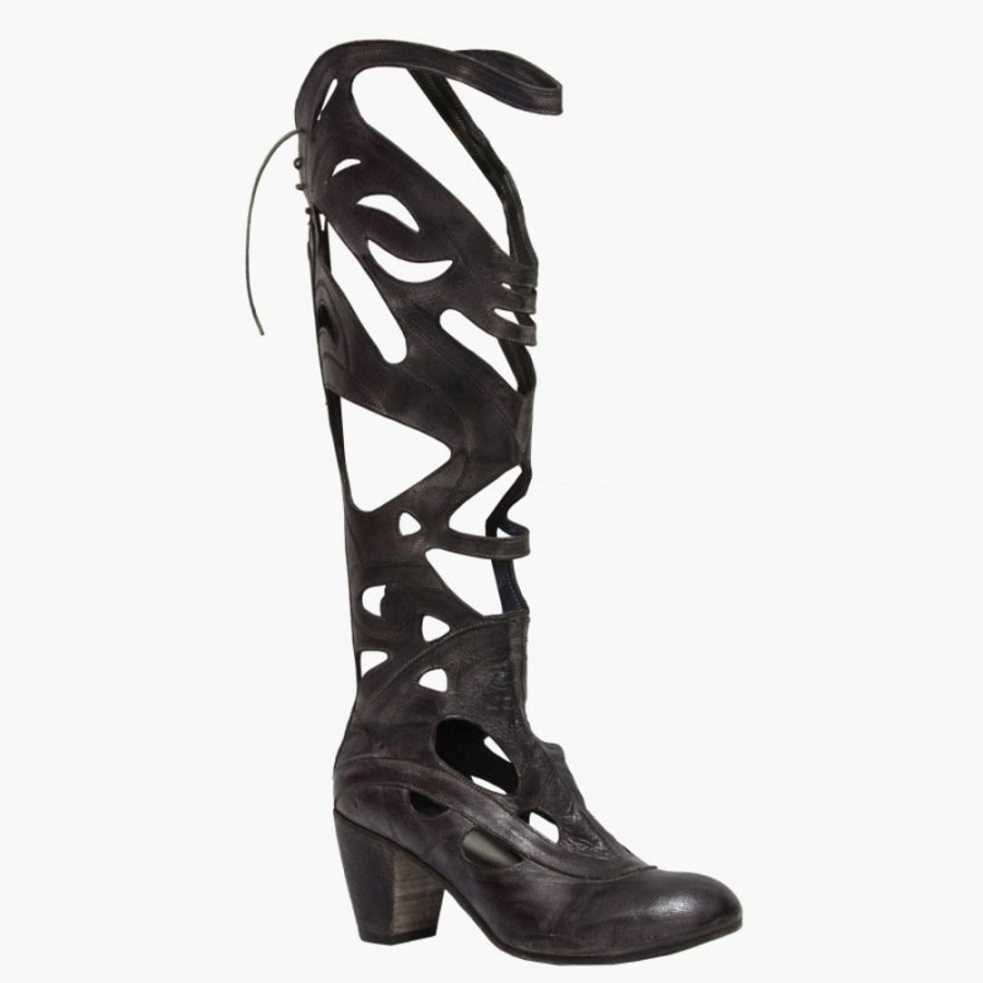 Woman Maledetti Toscani Leather Women'S Shoes Maledetti Toscani | Leather Woman Boot "Intaglio" Dark Grey