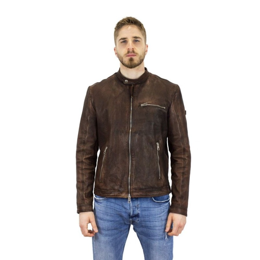 Man Maledetti Toscani Leather Men'S Jackets | Elegant Leather Man Jacket "Deep" Dark Brown