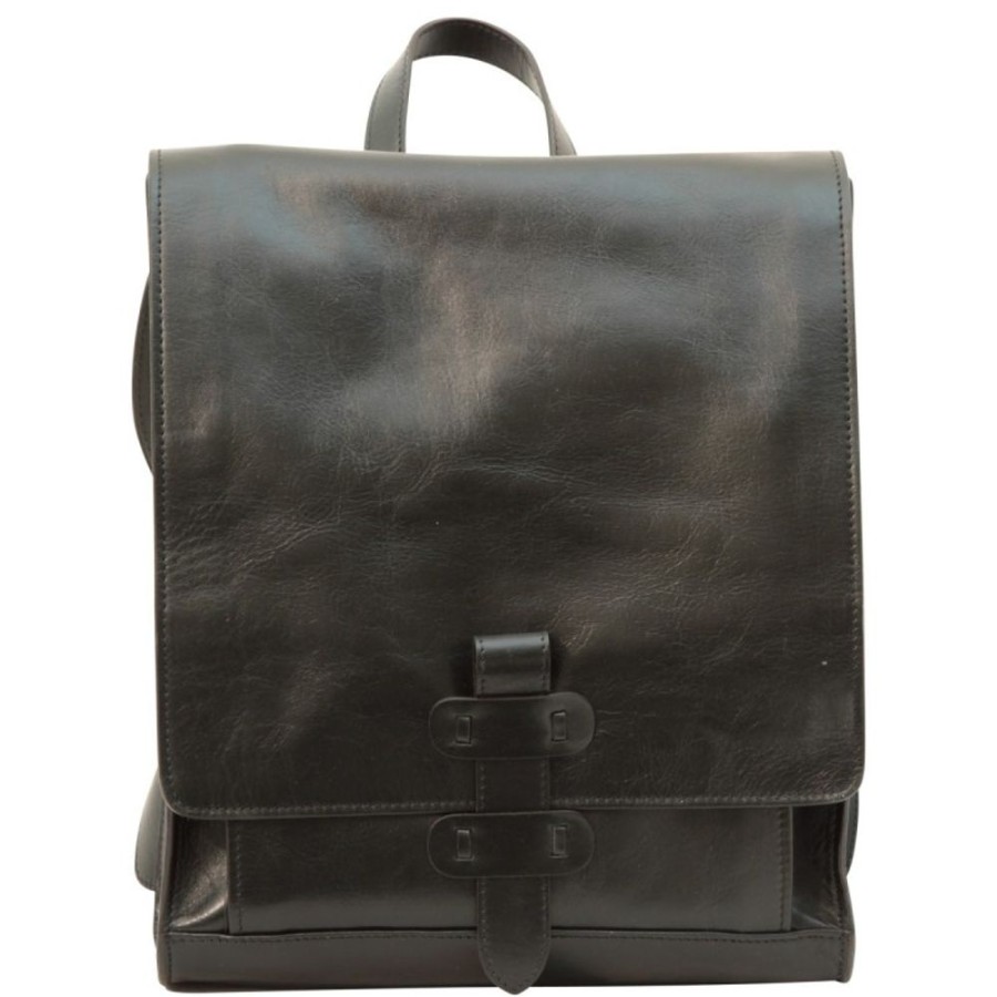 Travels Officina 66 | Leather Backpack "Praga" Bl Black