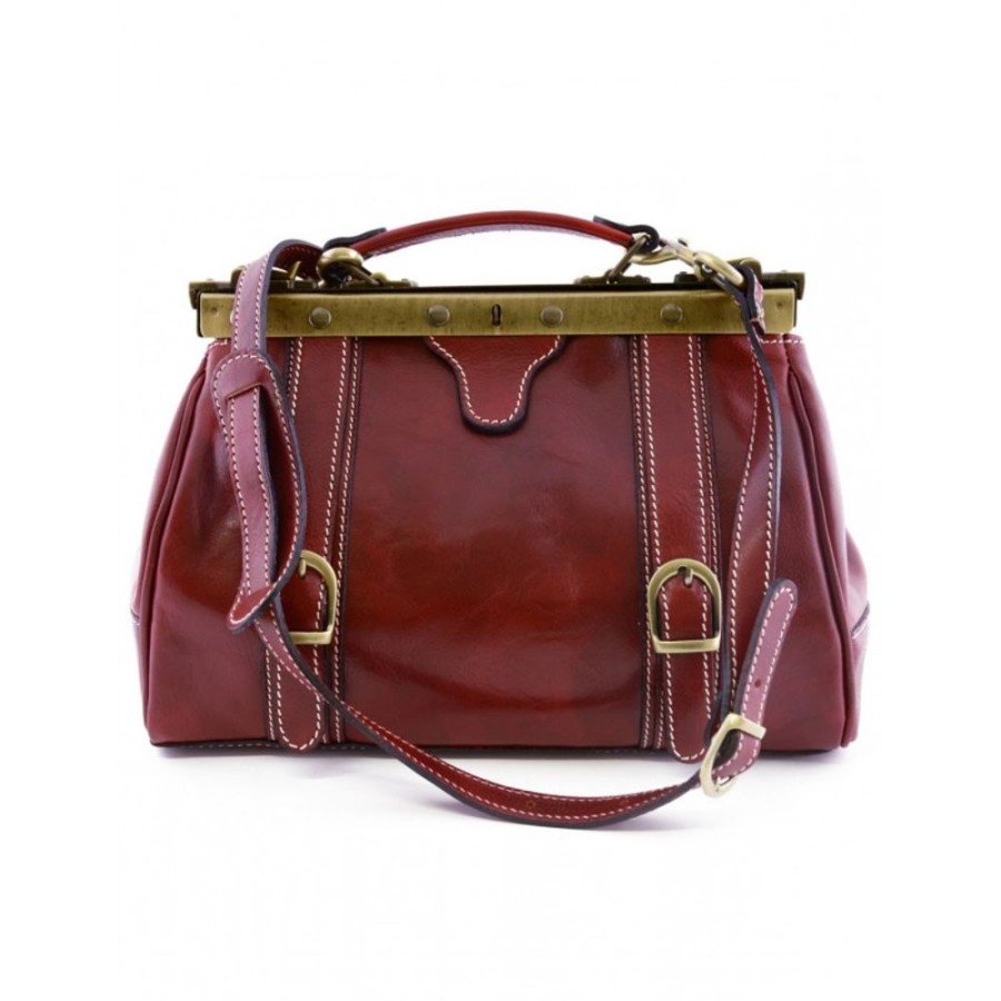 Business Officina 66 | Woman Bag For Doctor In Genuine Italian Leather, Old America Style Cw Red