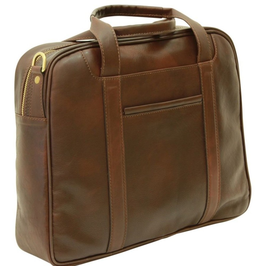 Business Officina 66 | Leather Woman Briefcase "Wadowice" Dark Brown